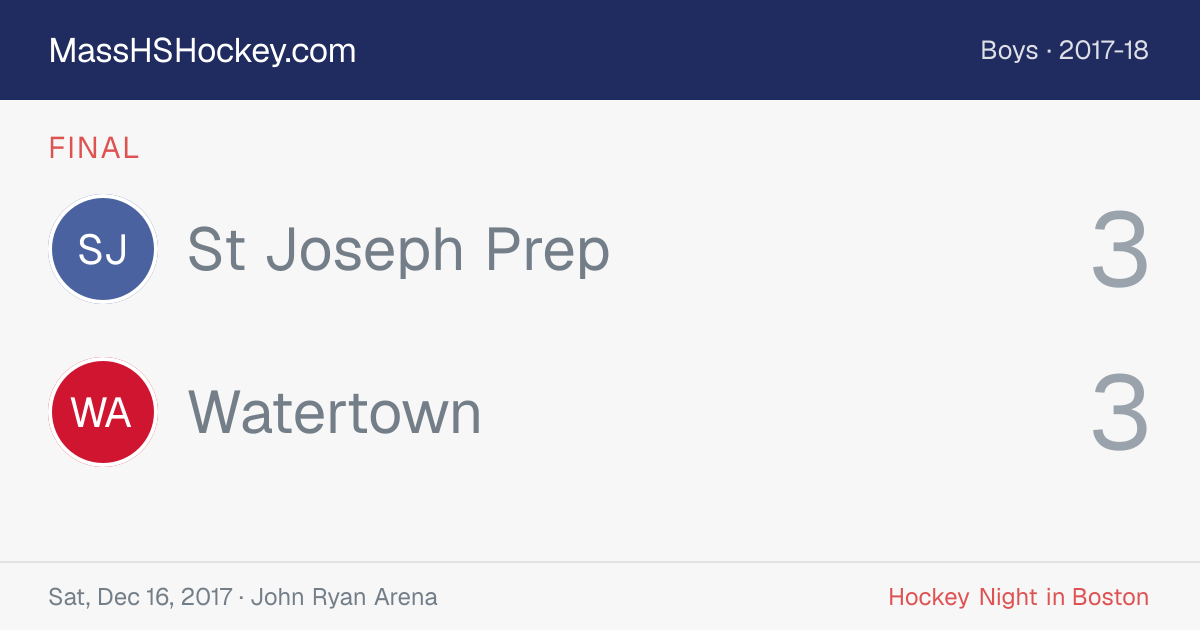 St Joseph Prep at Watertown score card
