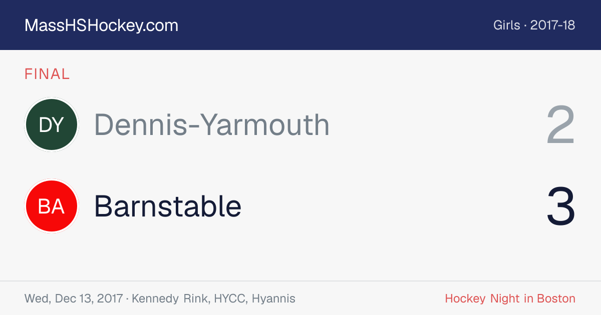 Dennis-Yarmouth at Barnstable score card