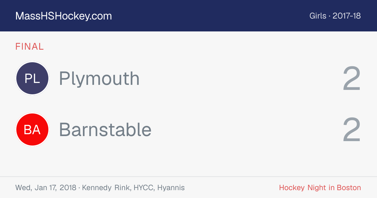 Plymouth at Barnstable score card