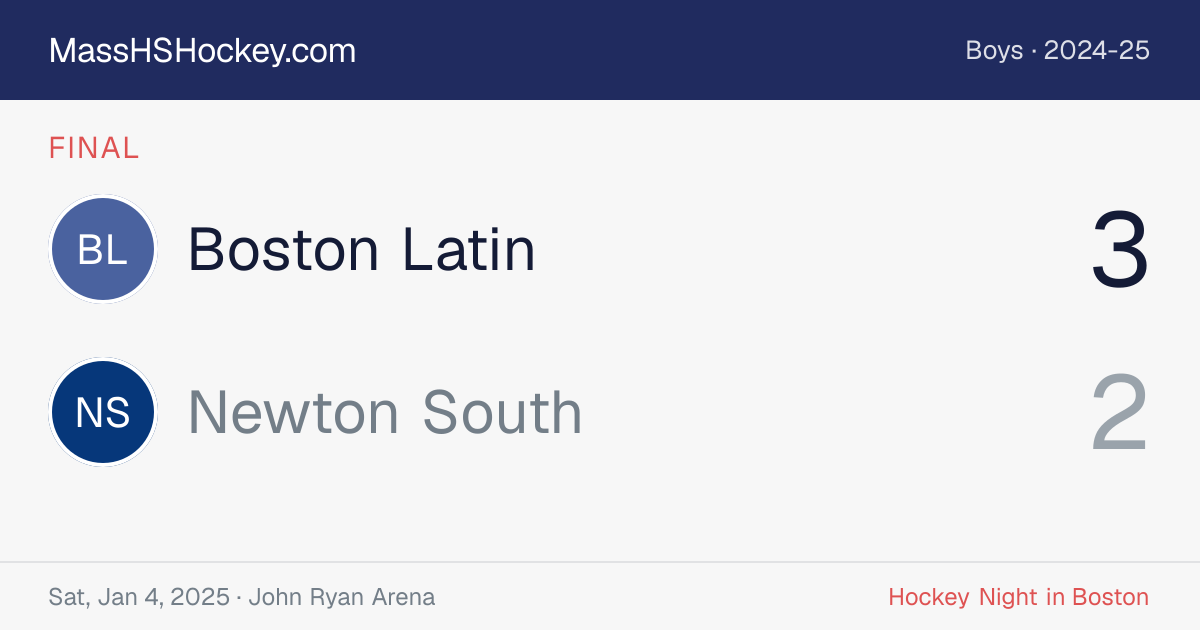 Boston Latin at Newton South score card