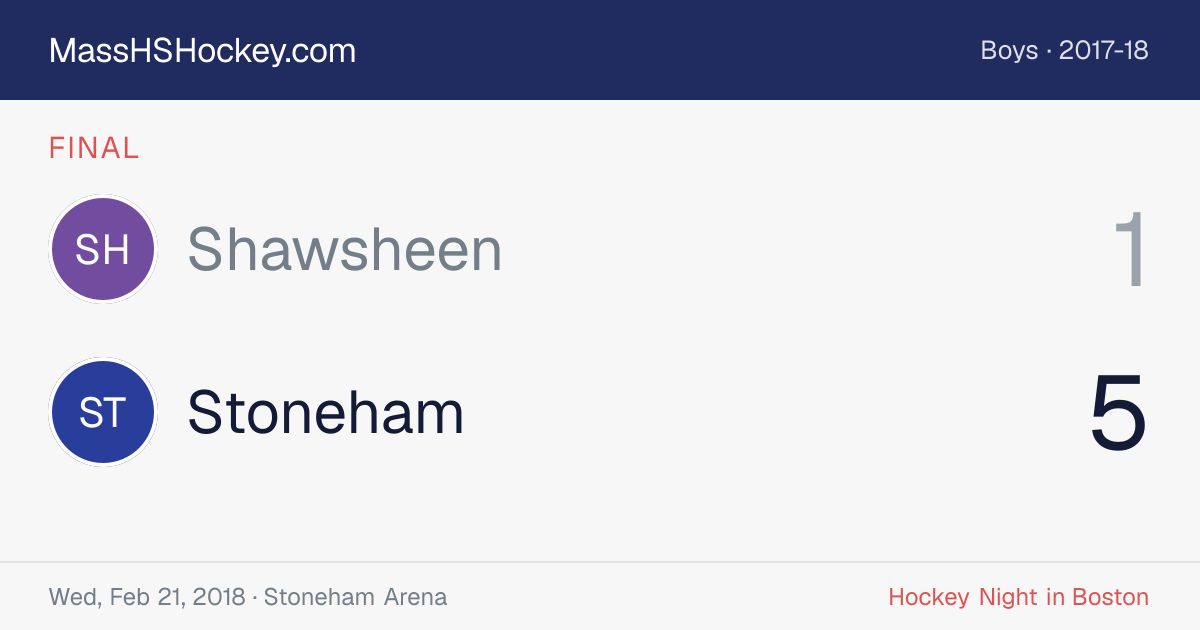 Shawsheen at Stoneham score card