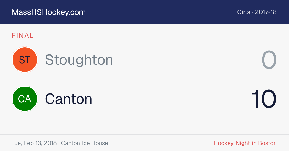 Stoughton at Canton score card
