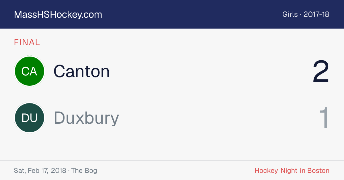 Canton at Duxbury score card