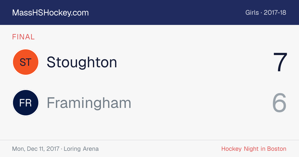 Stoughton at Framingham score card