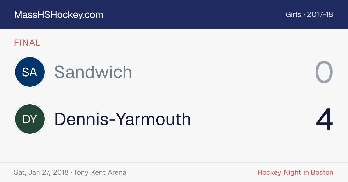 Sandwich at Dennis-Yarmouth score card