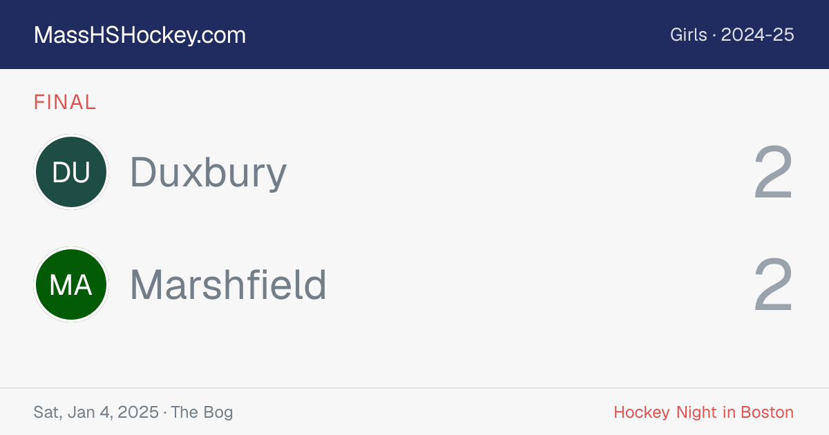 Duxbury at Marshfield score card