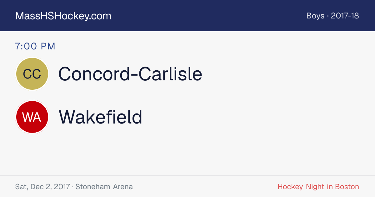 Concord-Carlisle at Wakefield score card