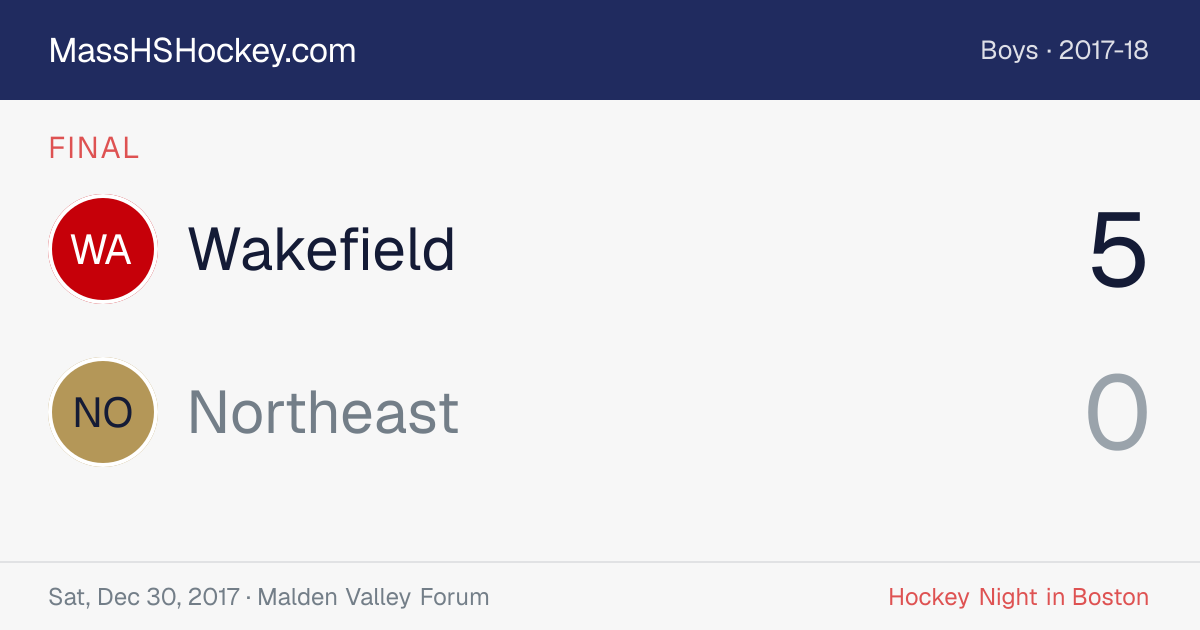 Wakefield at Northeast score card