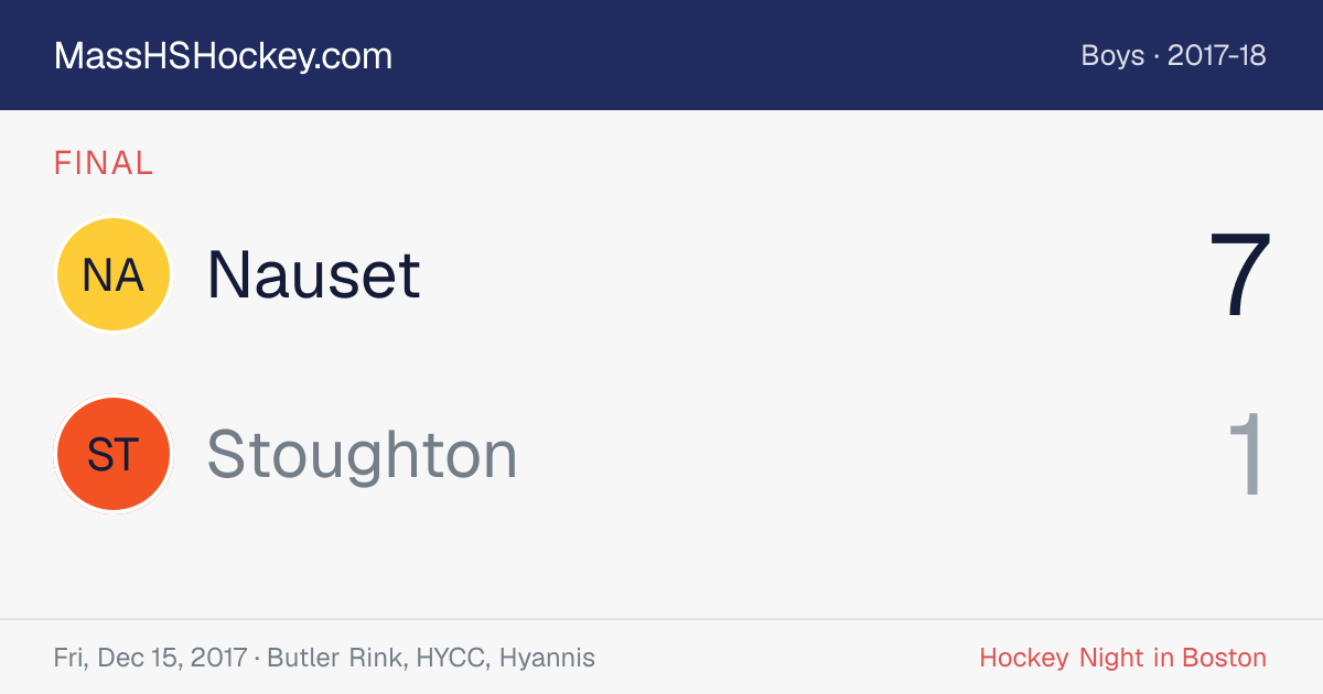 Nauset at Stoughton score card