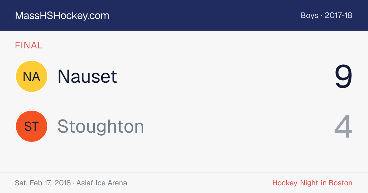 Nauset at Stoughton score card