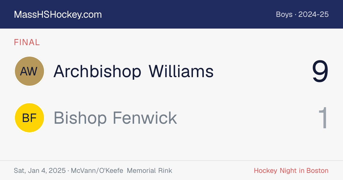 Archbishop Williams at Bishop Fenwick score card