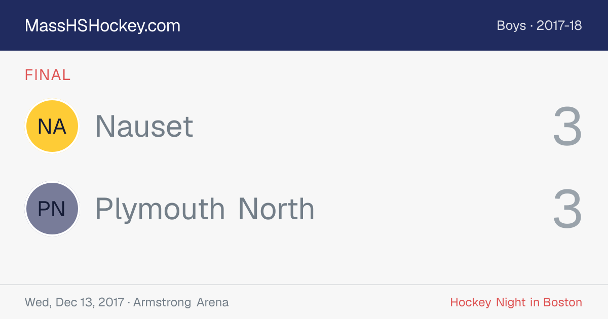 Nauset at Plymouth North score card