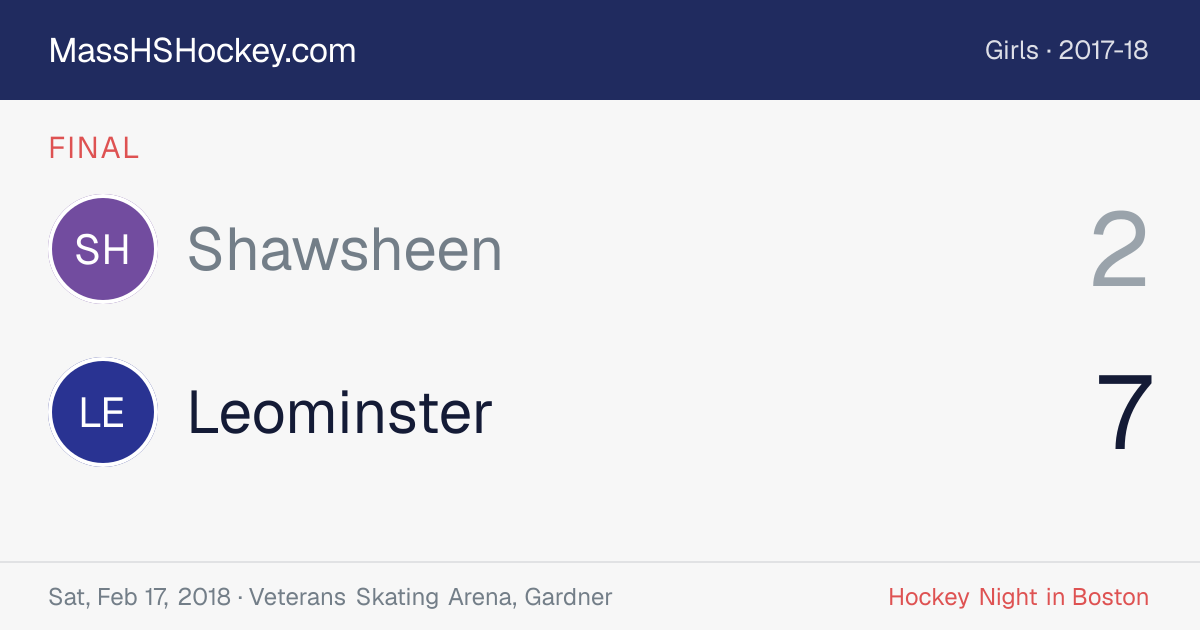 Shawsheen at Leominster score card
