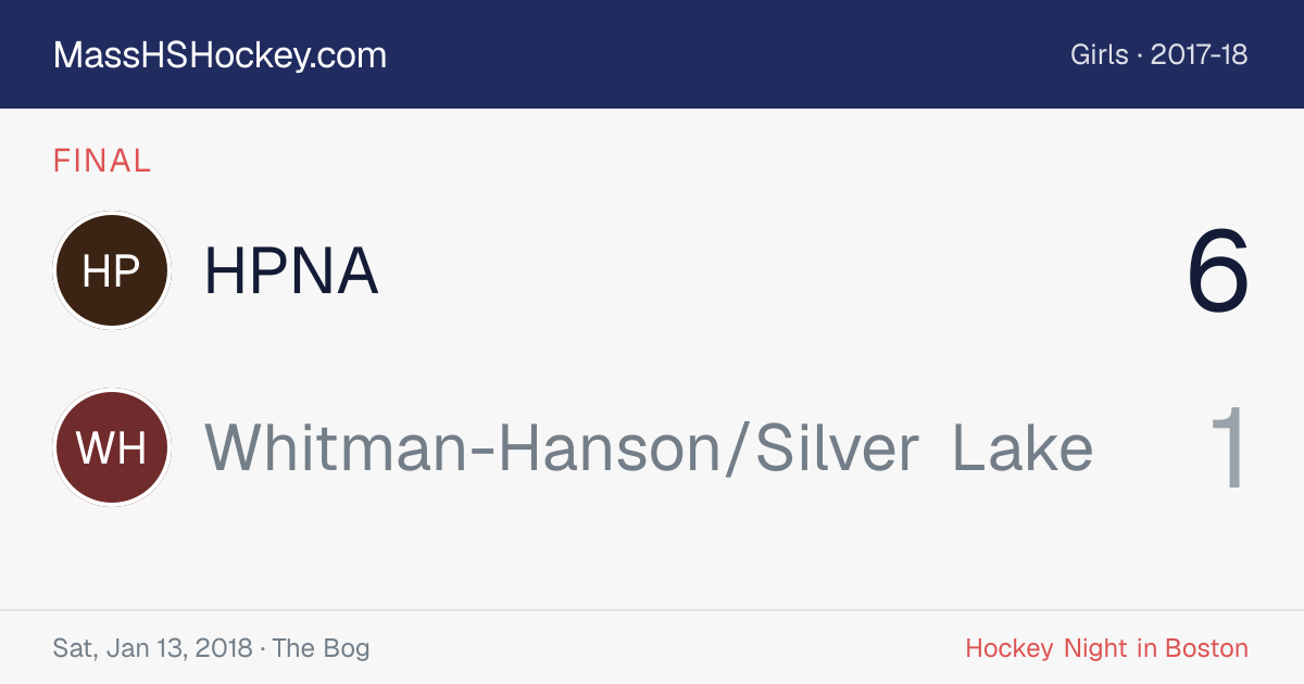 HPNA at Whitman-Hanson/Silver Lake score card