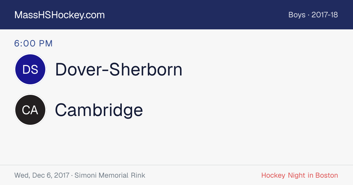 Dover-Sherborn at Cambridge score card