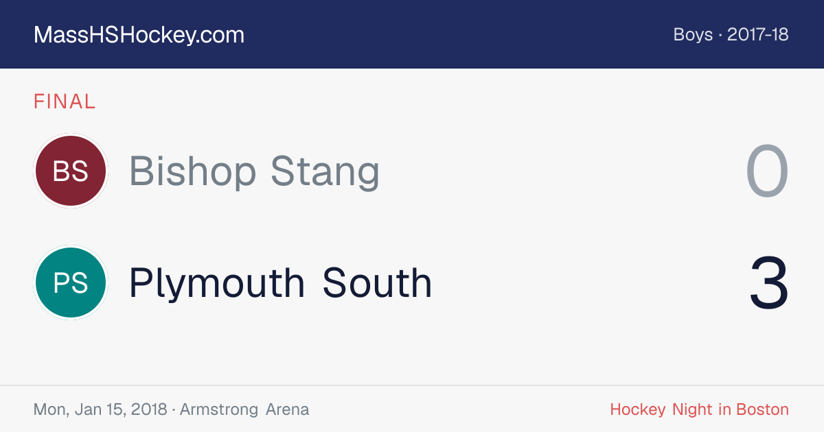 Bishop Stang at Plymouth South score card
