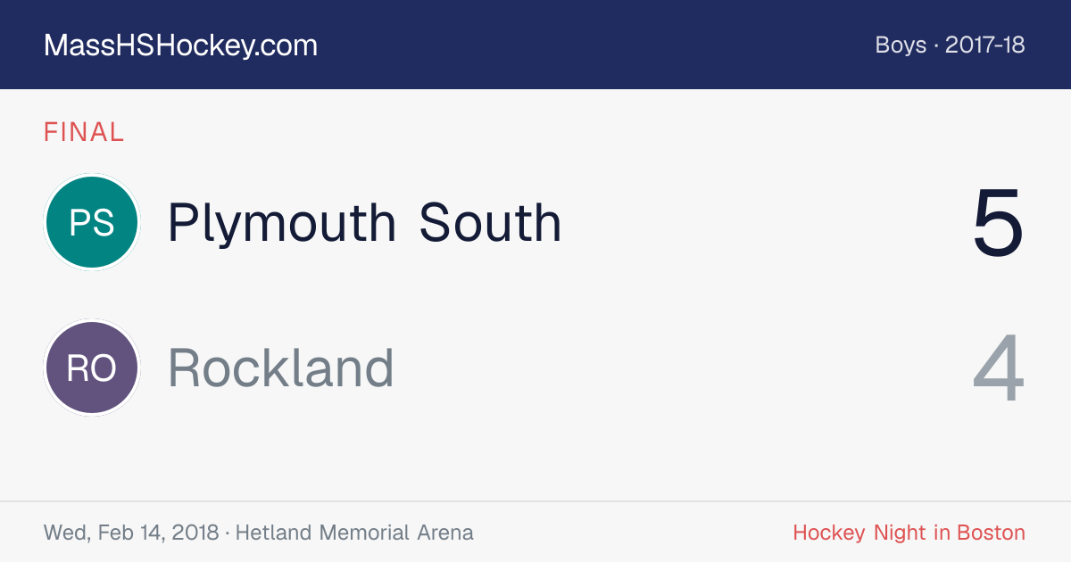Plymouth South at Rockland score card