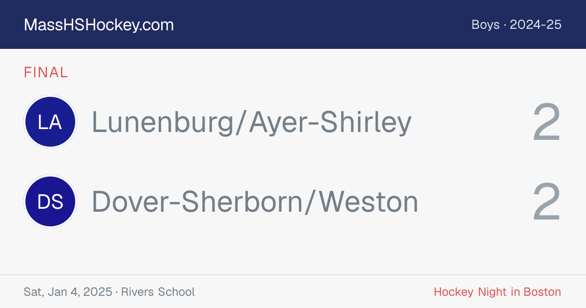 Lunenburg/Ayer-Shirley at Dover-Sherborn/Weston score card