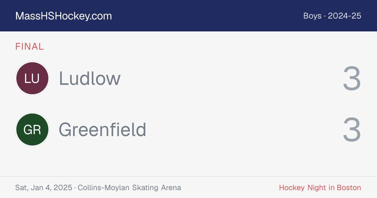 Ludlow at Greenfield score card