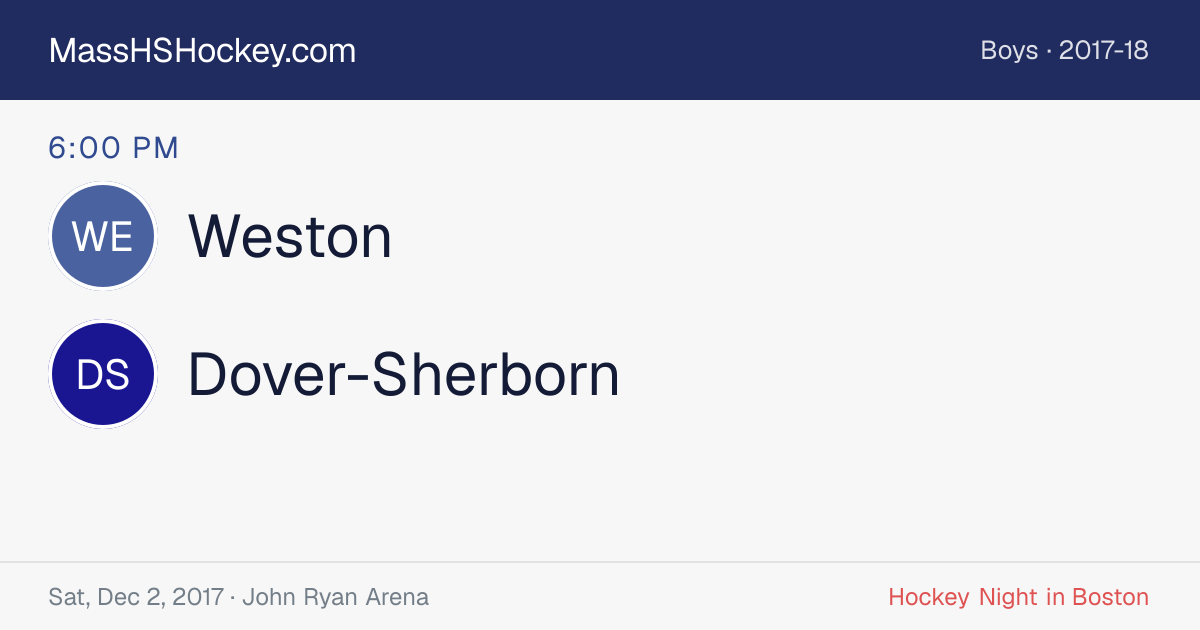 Weston at Dover-Sherborn score card