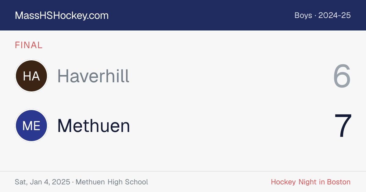 Haverhill at Methuen score card