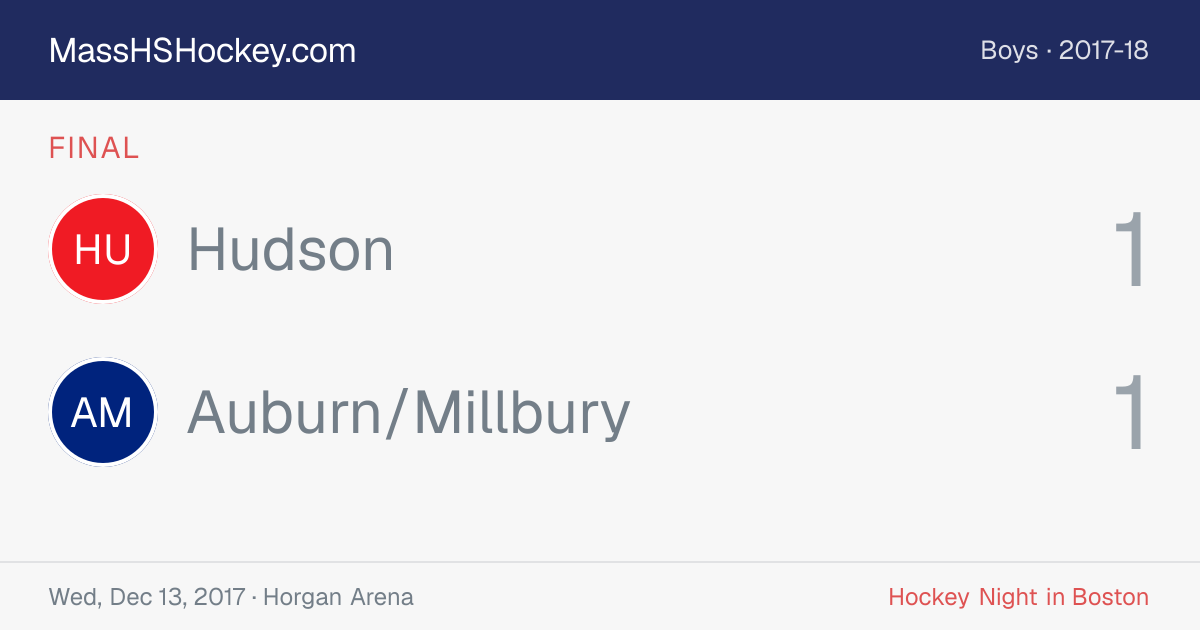Hudson at Auburn/Millbury score card