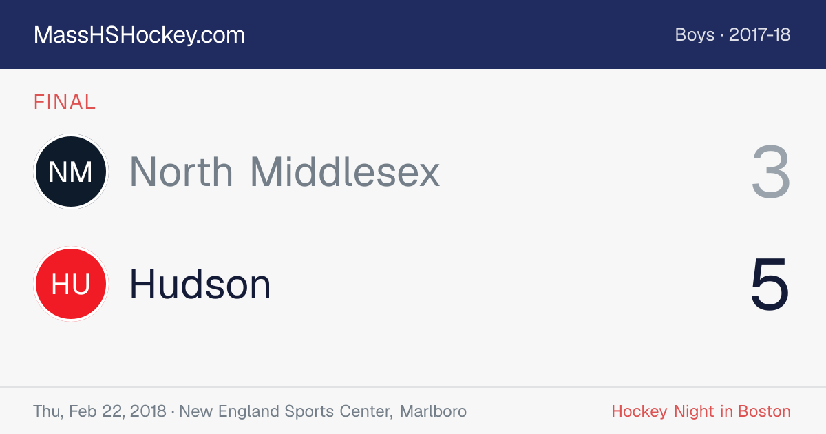 North Middlesex at Hudson score card