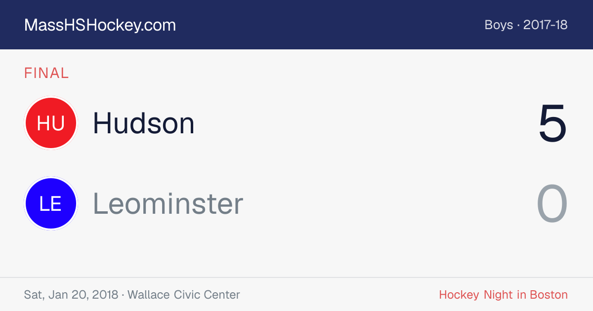 Hudson at Leominster score card
