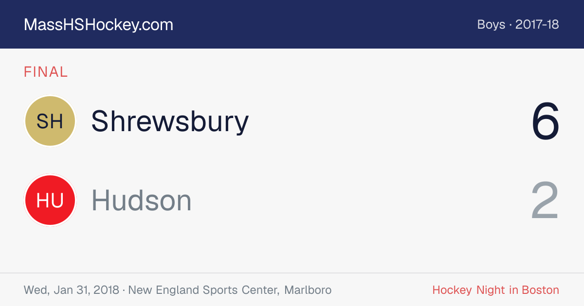 Shrewsbury at Hudson score card