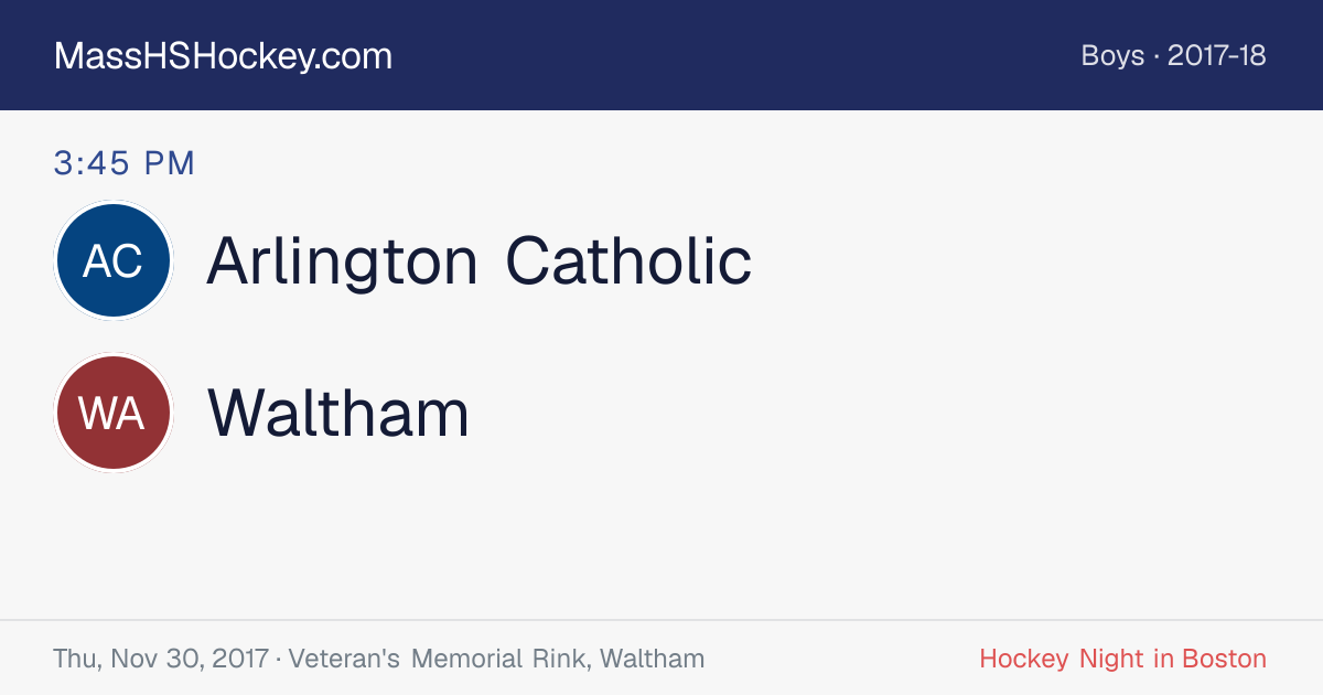 Arlington Catholic at Waltham score card