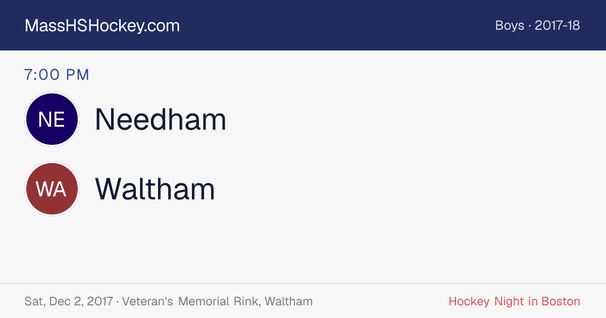 Needham at Waltham score card