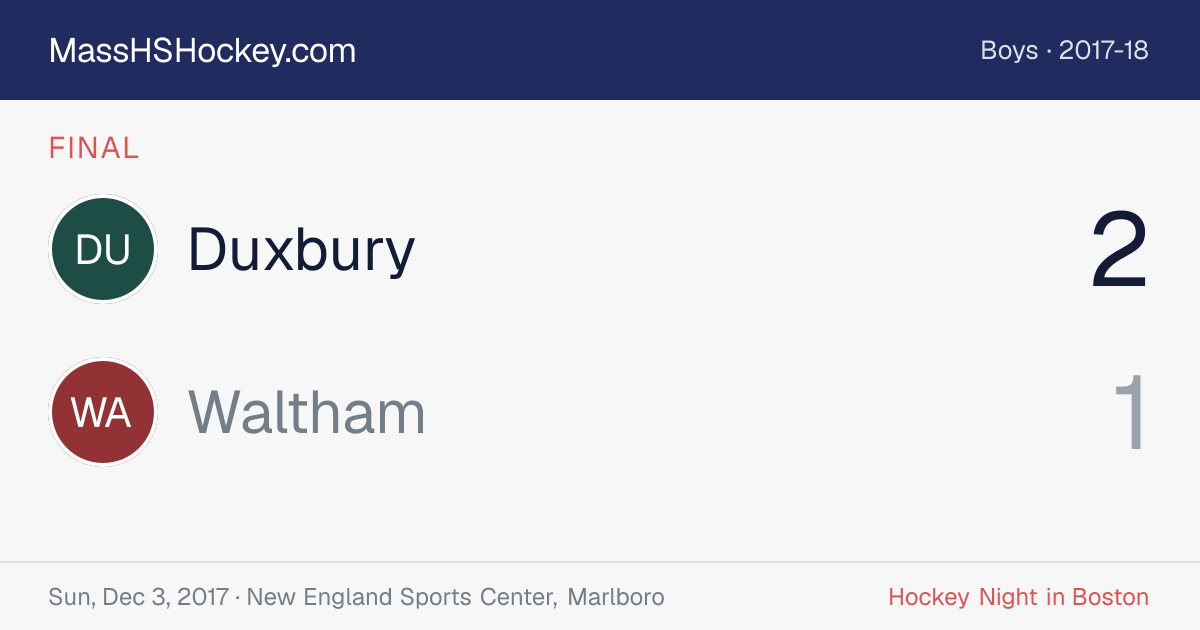 Duxbury at Waltham score card