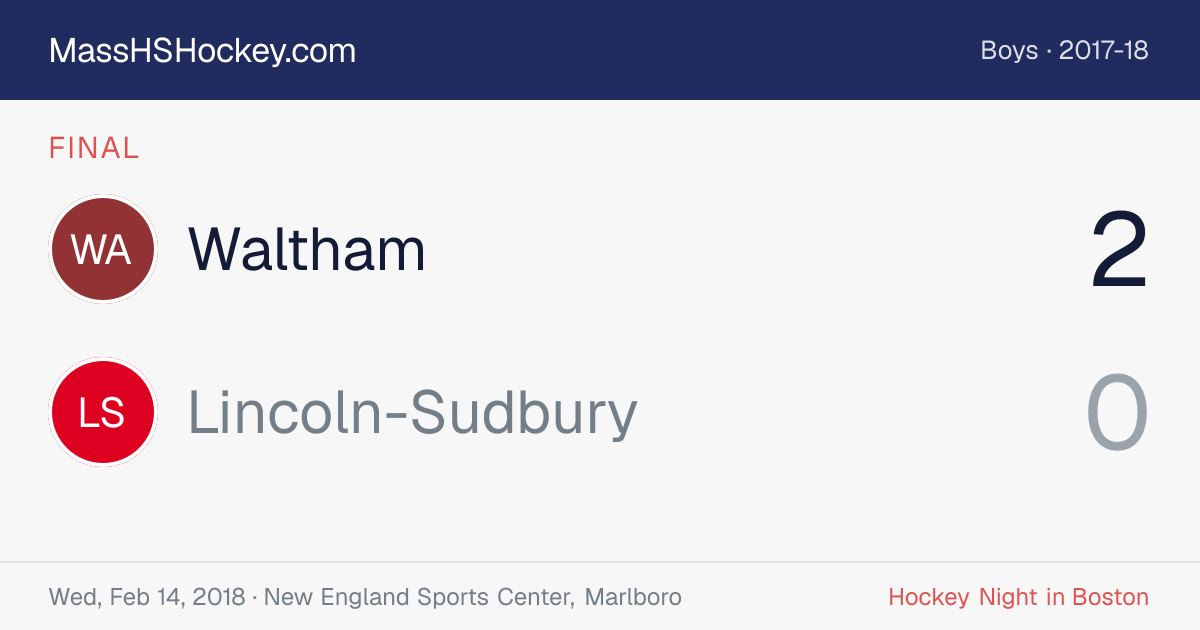 Waltham at Lincoln-Sudbury score card