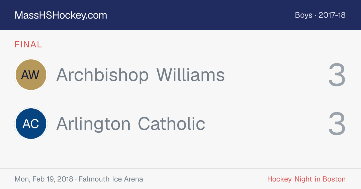 Archbishop Williams at Arlington Catholic score card
