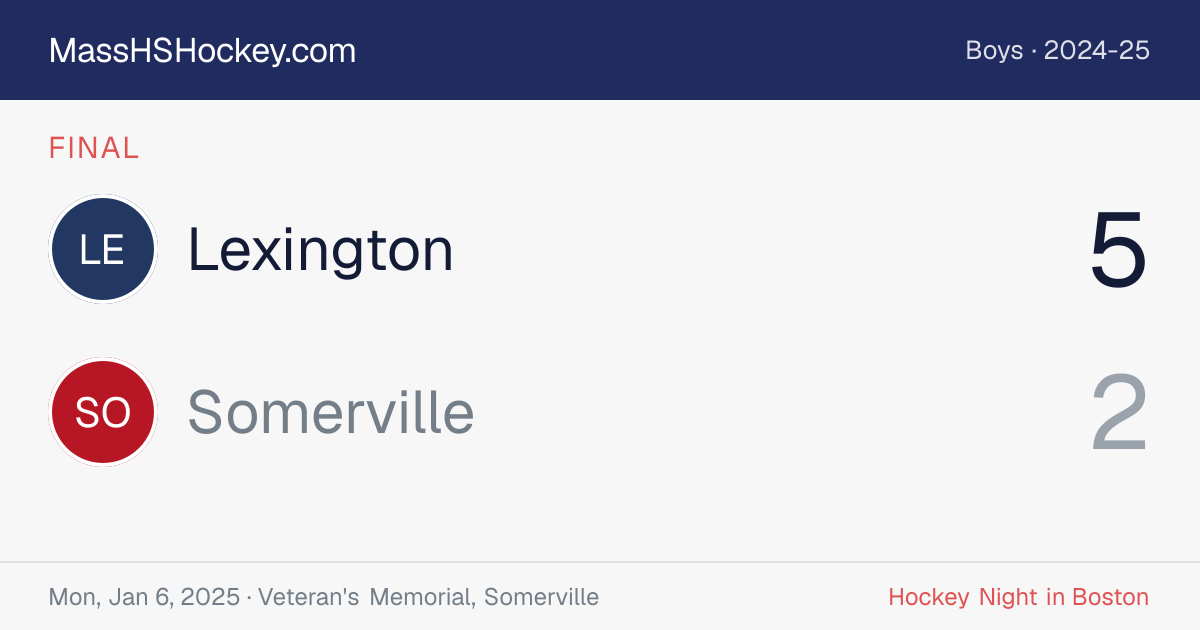 Lexington at Somerville score card