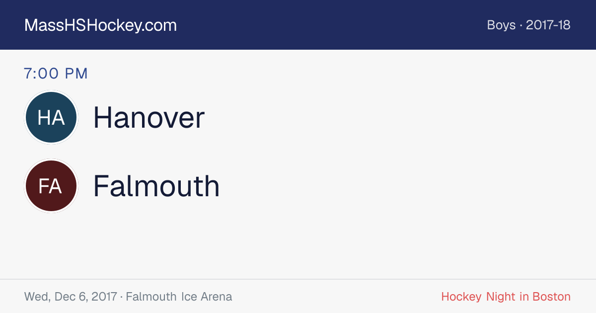 Hanover at Falmouth score card