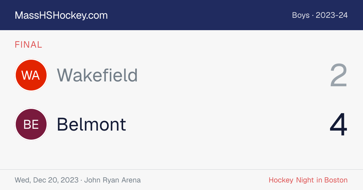 Wakefield at Belmont score card