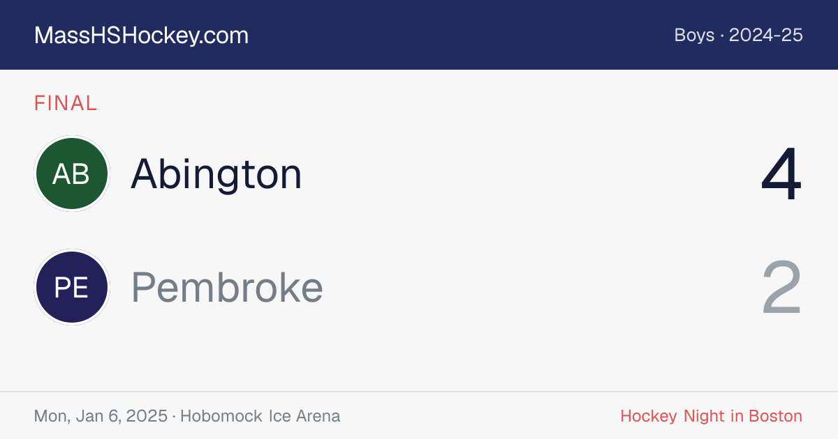 Abington at Pembroke score card