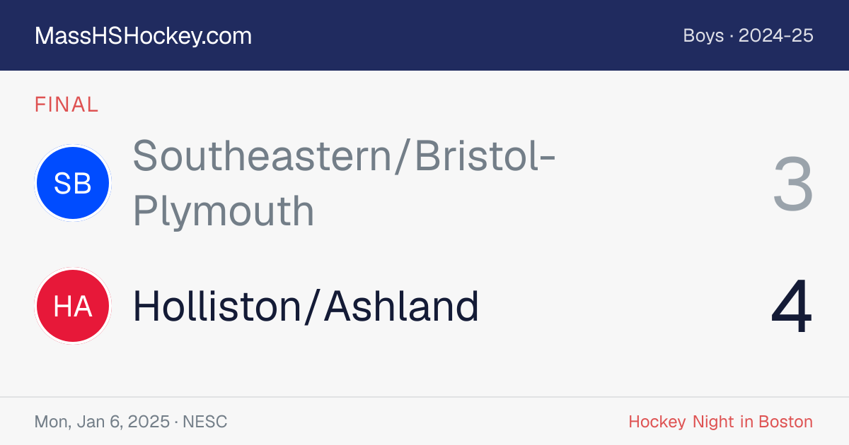 Southeastern/Bristol-Plymouth at Holliston/Ashland score card