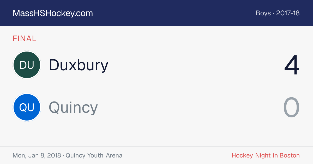 Duxbury at Quincy score card