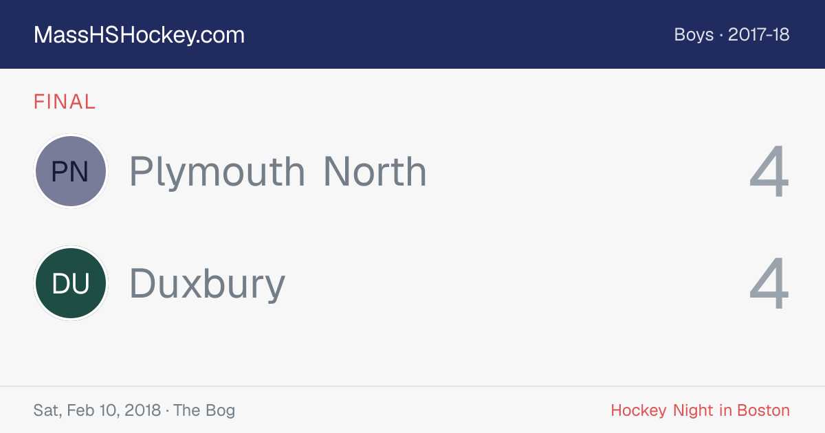 Plymouth North at Duxbury score card