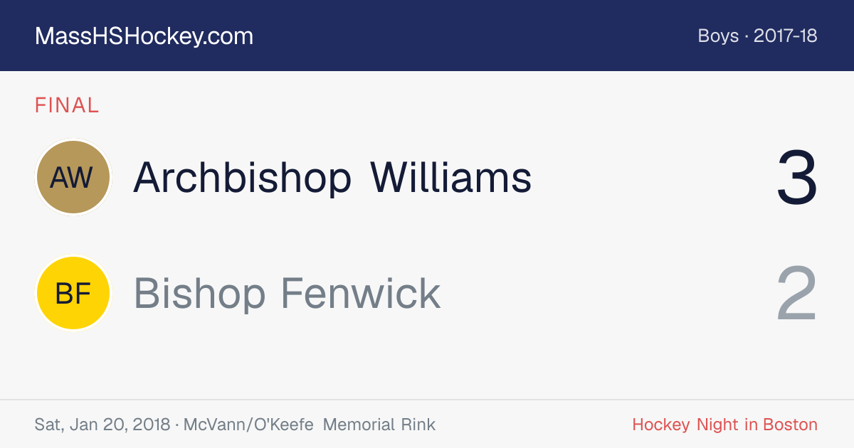 Archbishop Williams at Bishop Fenwick score card