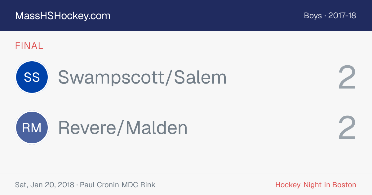 Swampscott/Salem at Revere/Malden score card