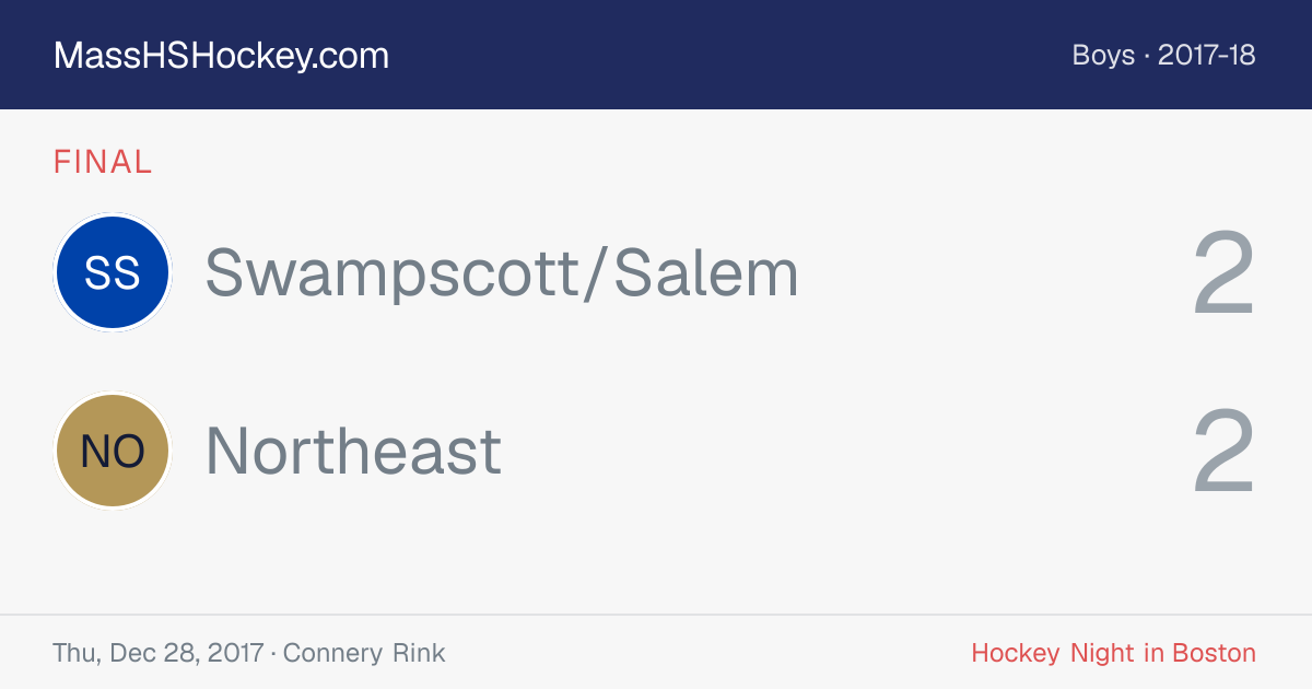 Swampscott/Salem at Northeast score card