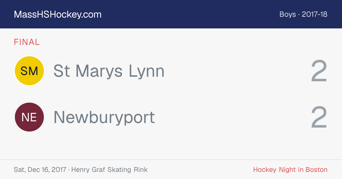 St Marys Lynn at Newburyport score card