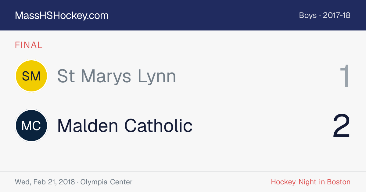 St Marys Lynn at Malden Catholic score card