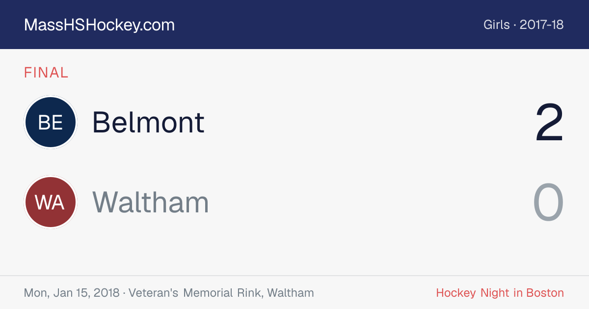 Belmont at Waltham score card