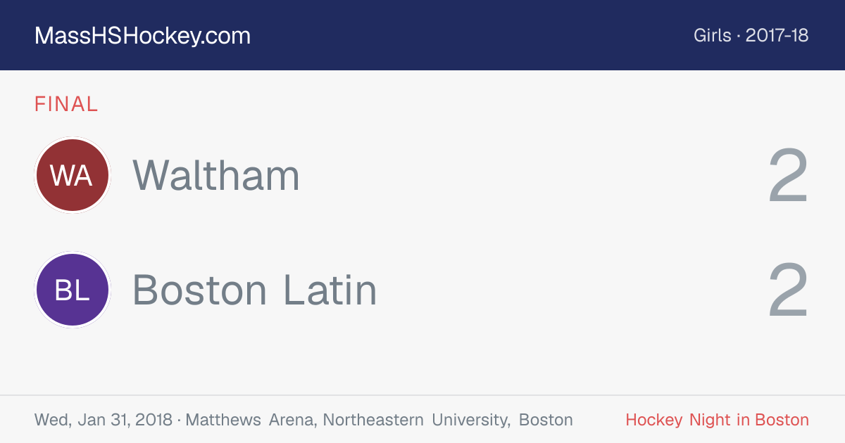 Waltham at Boston Latin score card