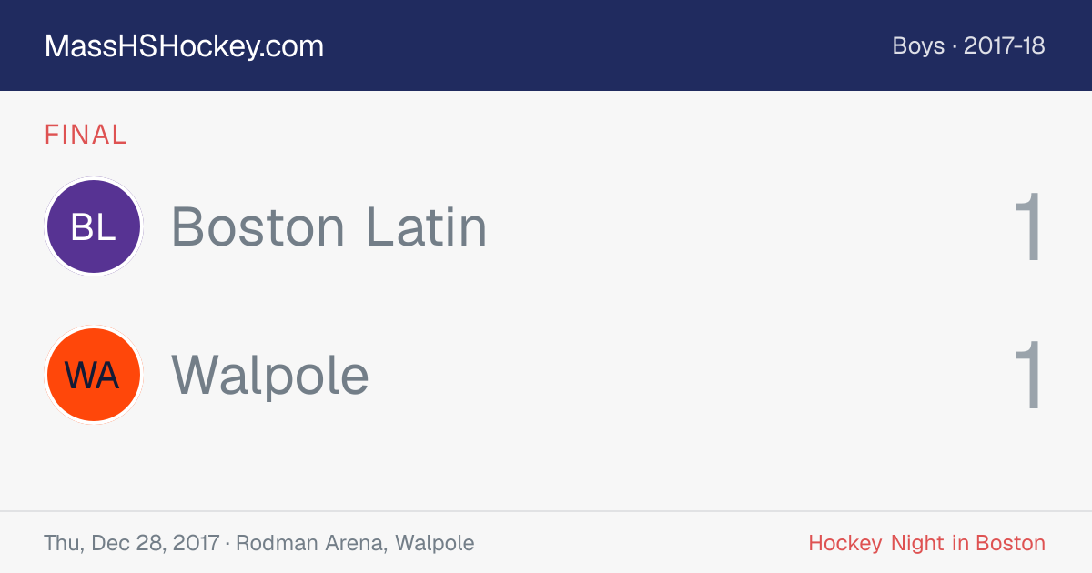 Boston Latin at Walpole score card