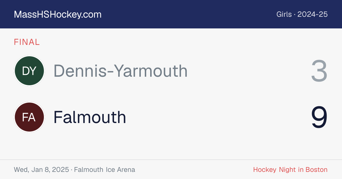 Dennis-Yarmouth at Falmouth score card